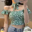 Floral Chiffon Camisole Pure Desire Square Collar Cropped Top