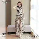  Retro Floral Halter Cheongsam-Inspired Dress